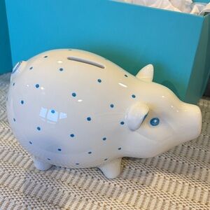 Tiffany & Co Dot Piggy Bank in Earthenware with Blue Accents